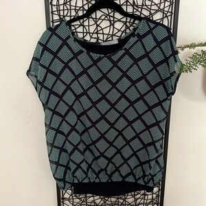 Olivia Moon Blouse with sheer front and banded waist